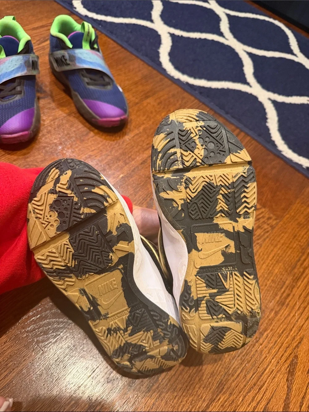 Nike Kids Black and Gold Hook-and-Loop Sneakers